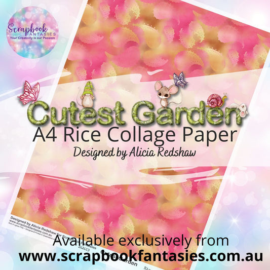 Cutest Garden A4 Rice Collage Paper - Pink Watercolour Paisley 242413