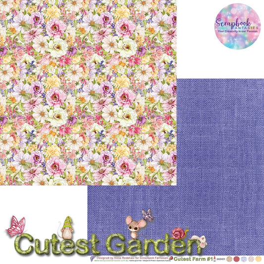 Cutest Garden 12x12 Double-Sided Patterned Paper 1 - Designed by Alicia Redshaw Exclusively for Scrapbook Fantasies 242401