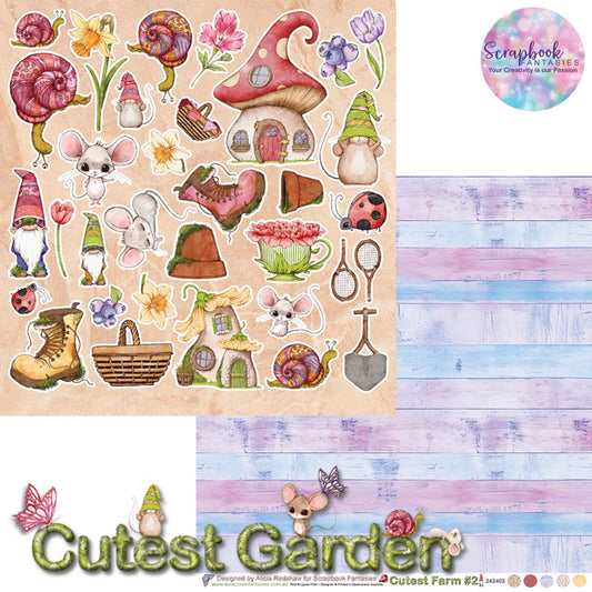 Cutest Garden 12x12 Double-Sided Patterned Paper 2 - Designed by Alicia Redshaw Exclusively for Scrapbook Fantasies 242402