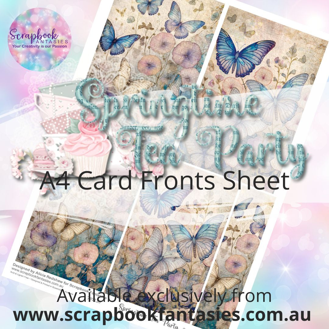 Springtime Tea Party A4 Card Fronts Sheet - Butterfly Garden 1 787110