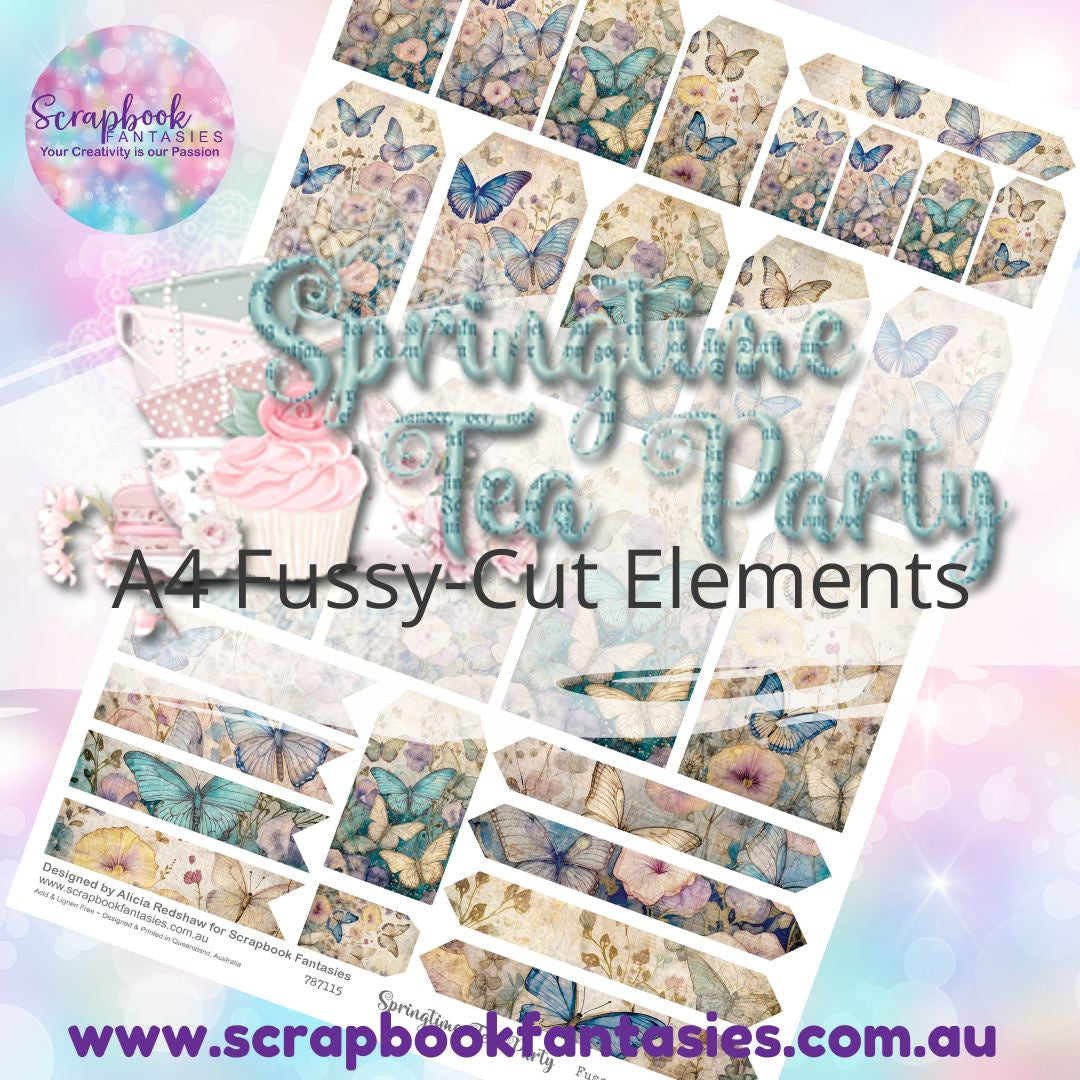 Springtime Tea Party A4 Colour Fussy-Cut Elements - Butterfly Garden Tags & Tabs 787115