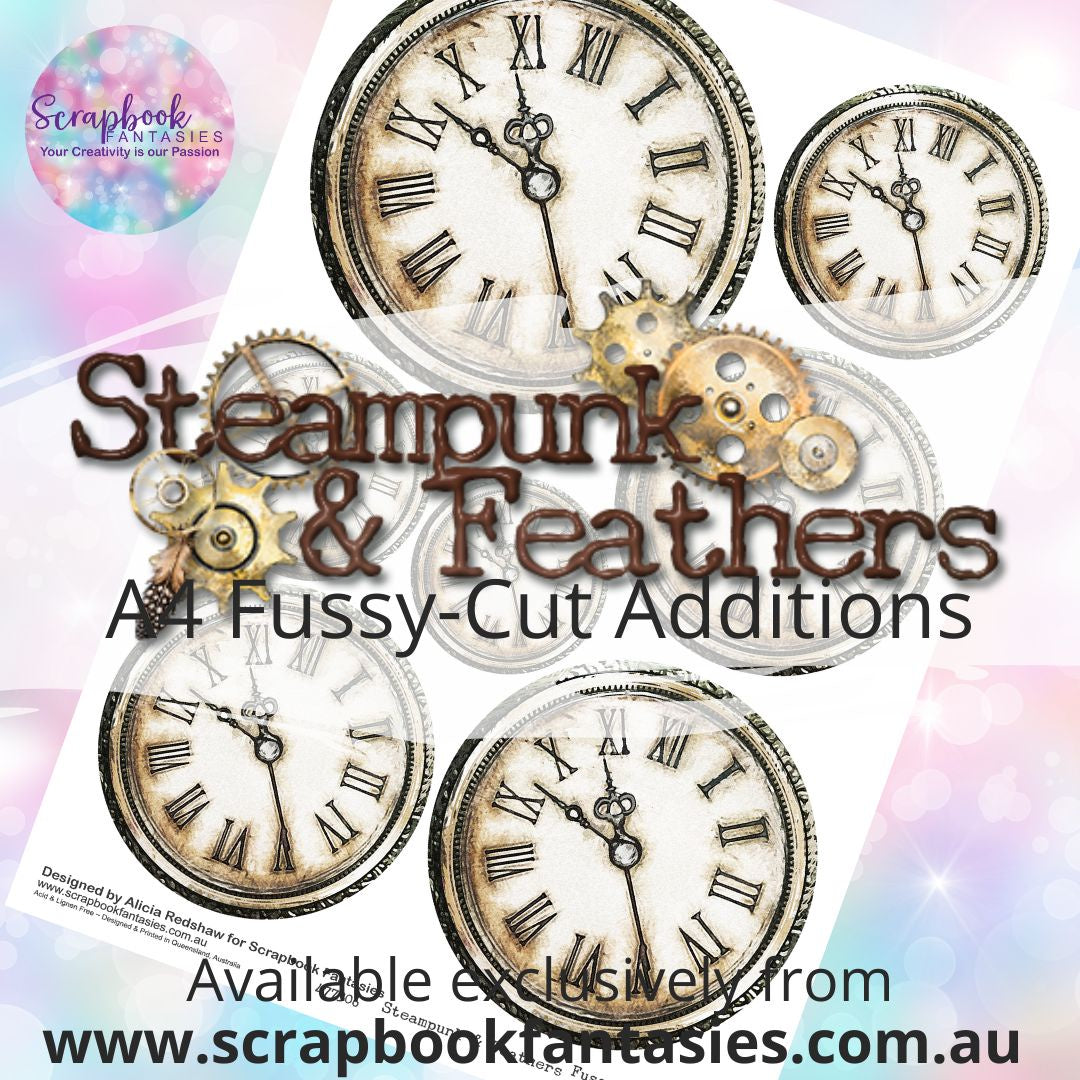 Steampunk & Feathers A4 Colour Fussy-Cut Additions - Super-sized Clocks 477306