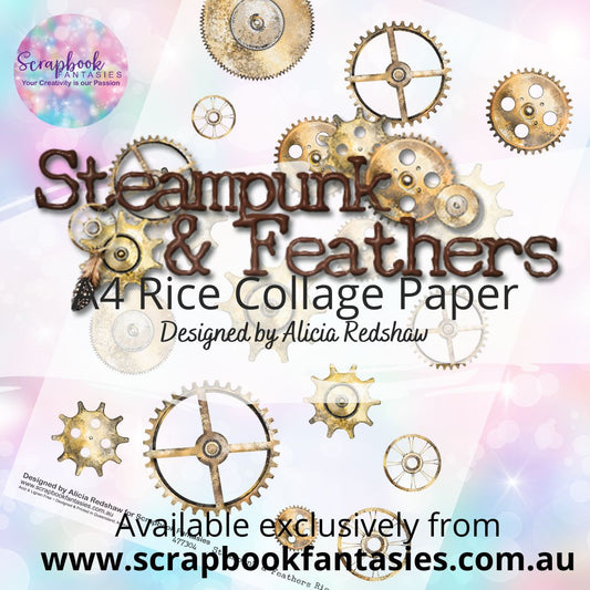 Steampunk & Feathers A4 Rice Collage Paper - Cogs 477304