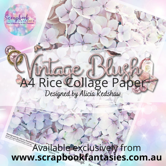 Vintage Blush A4 Rice Collage Paper - Lilac Hydrangeas 822405