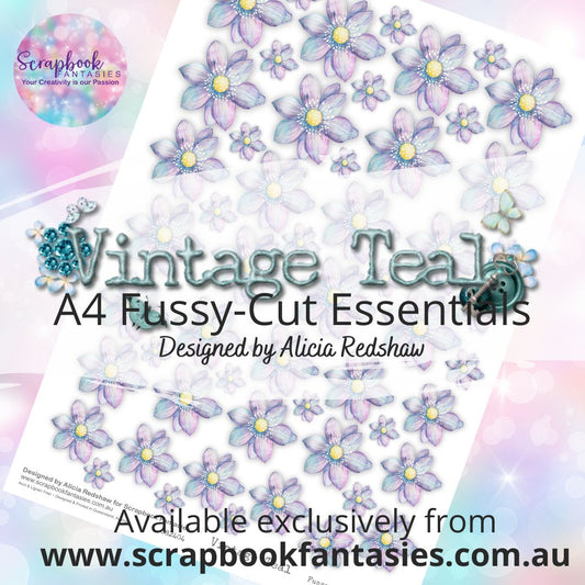 Vintage Teal A4 Colour Fussy-Cut Essentials - Lilac Flowers 882404