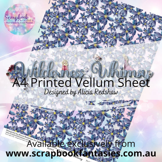 Wilderness Whimsy A4 Printed Vellum Sheet - Blue Flower Pattern 249905