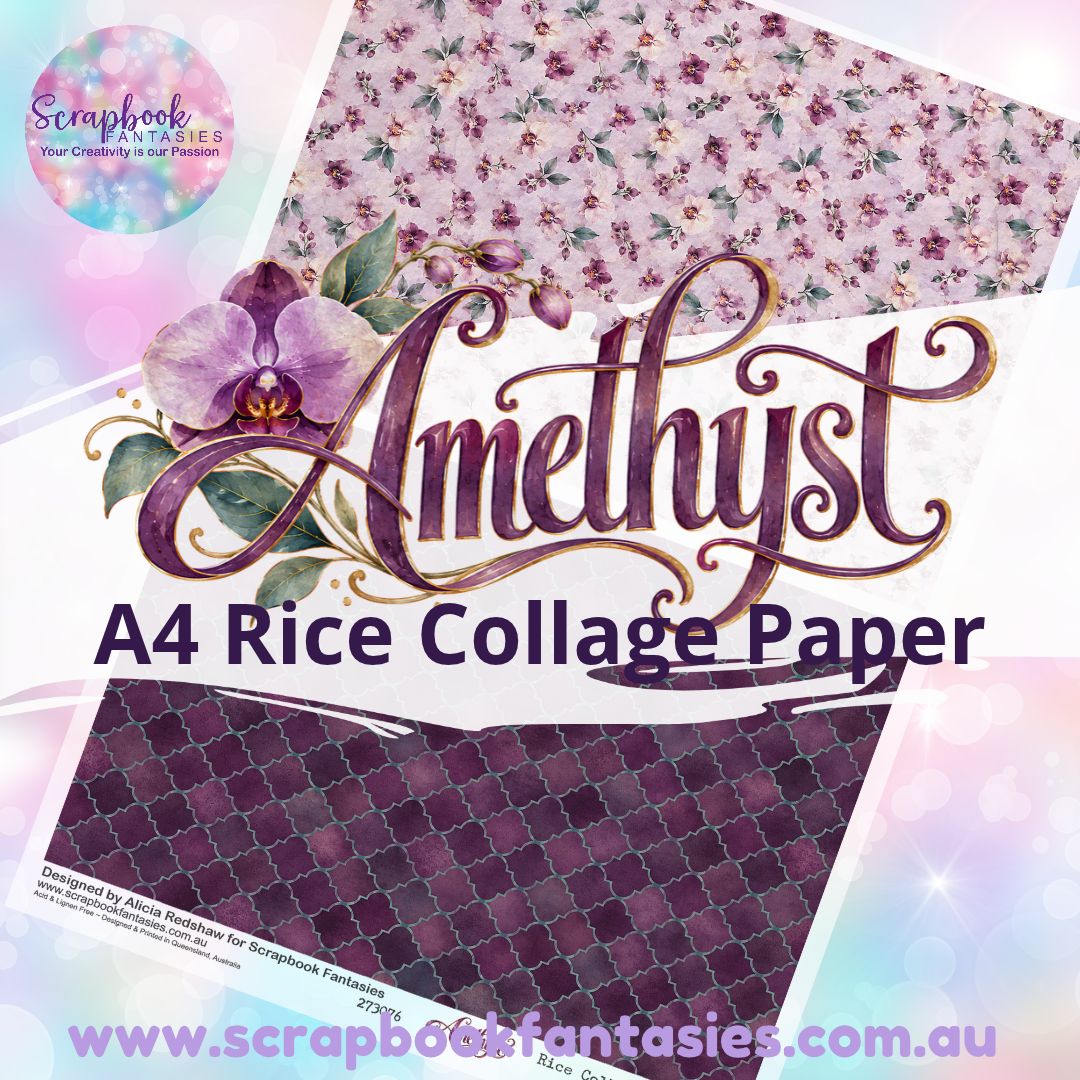 Amethyst A4 Rice Collage Paper - Halves 1 273076