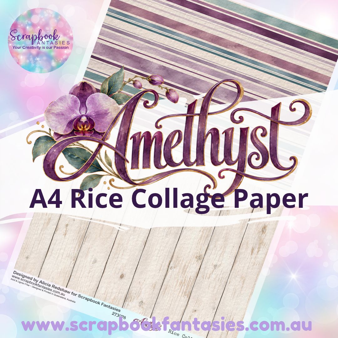 Amethyst A4 Rice Collage Paper - Halves 3 273078