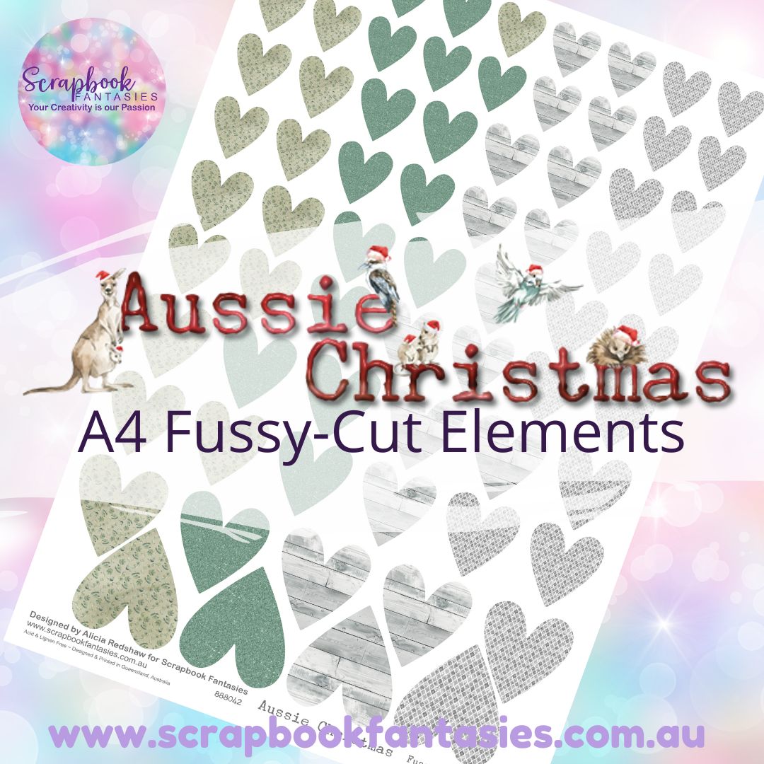 Aussie Christmas A4 Colour Fussy-Cut Elements - Hearts 1-1 888042