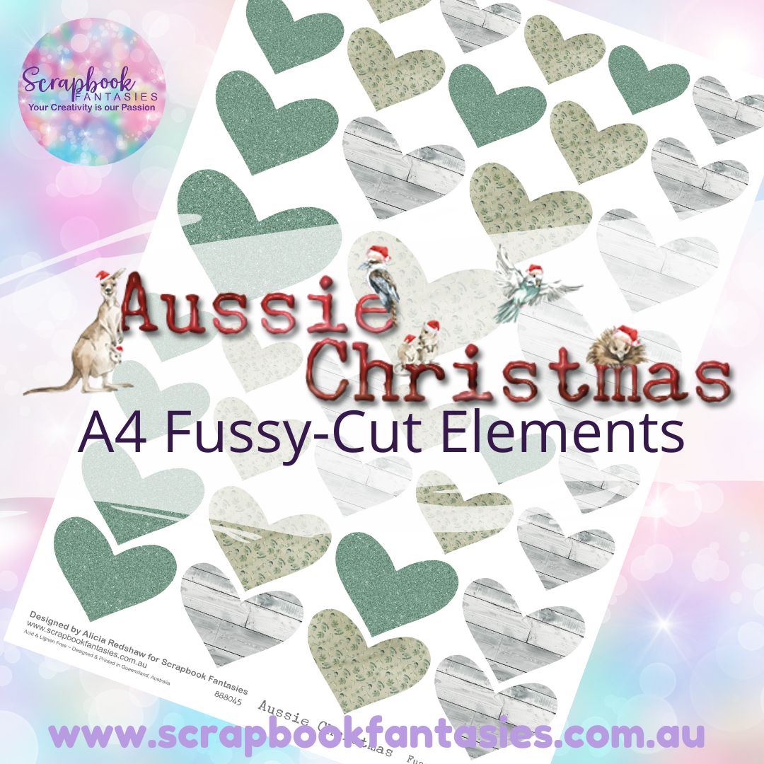 Aussie Christmas A4 Colour Fussy-Cut Elements - Hearts 2-1 888045
