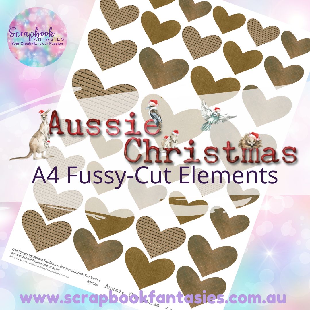 Aussie Christmas A4 Colour Fussy-Cut Elements - Hearts 2-2 888046