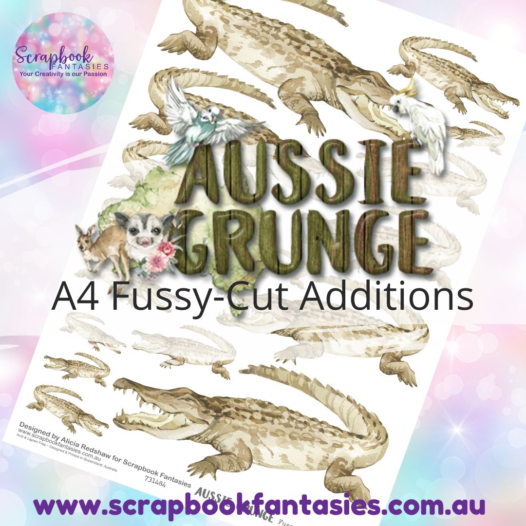 Aussie Grunge A4 Colour Fussy-Cut Additions - Crocodiles 731484
