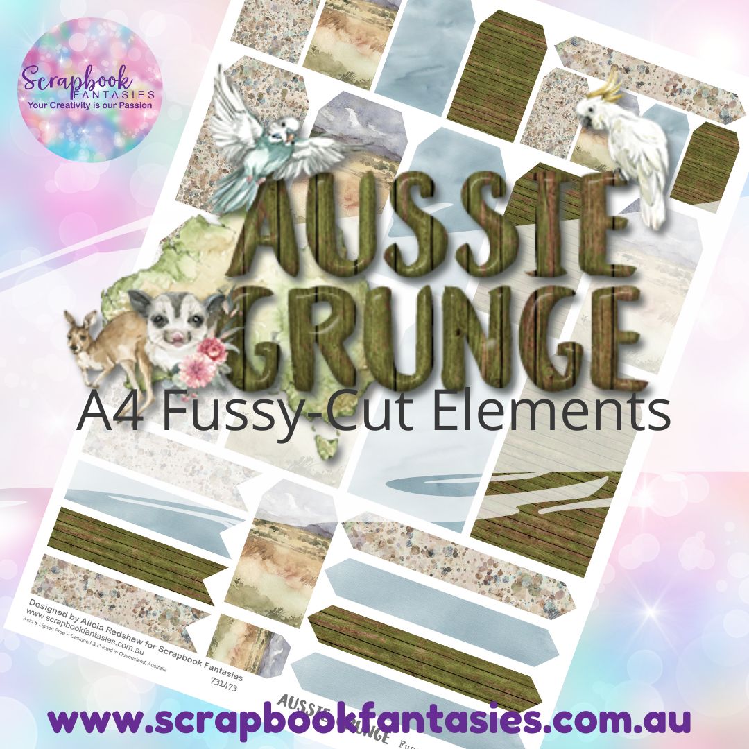 Aussie Grunge A4 Colour Fussy-Cut Elements - Tags & Tabs 1 731473