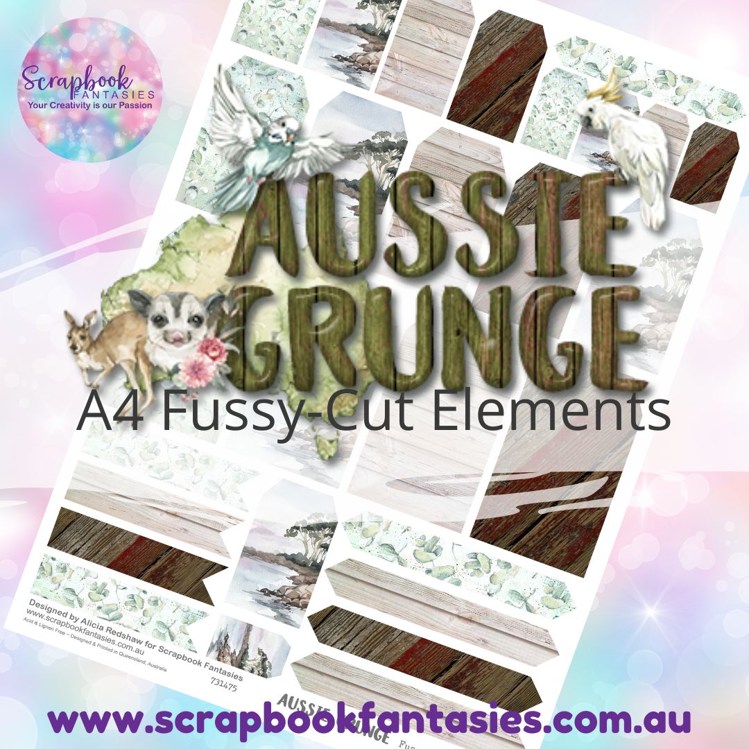 Aussie Grunge A4 Colour Fussy-Cut Elements - Tags & Tabs 3 731475