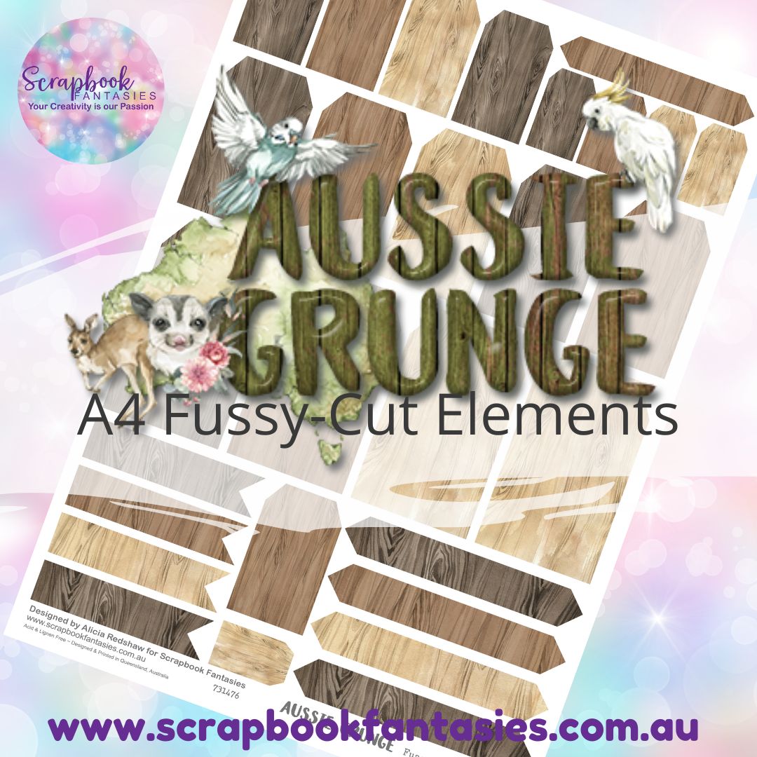 Aussie Grunge A4 Colour Fussy-Cut Elements - Tags & Tabs 4 731476