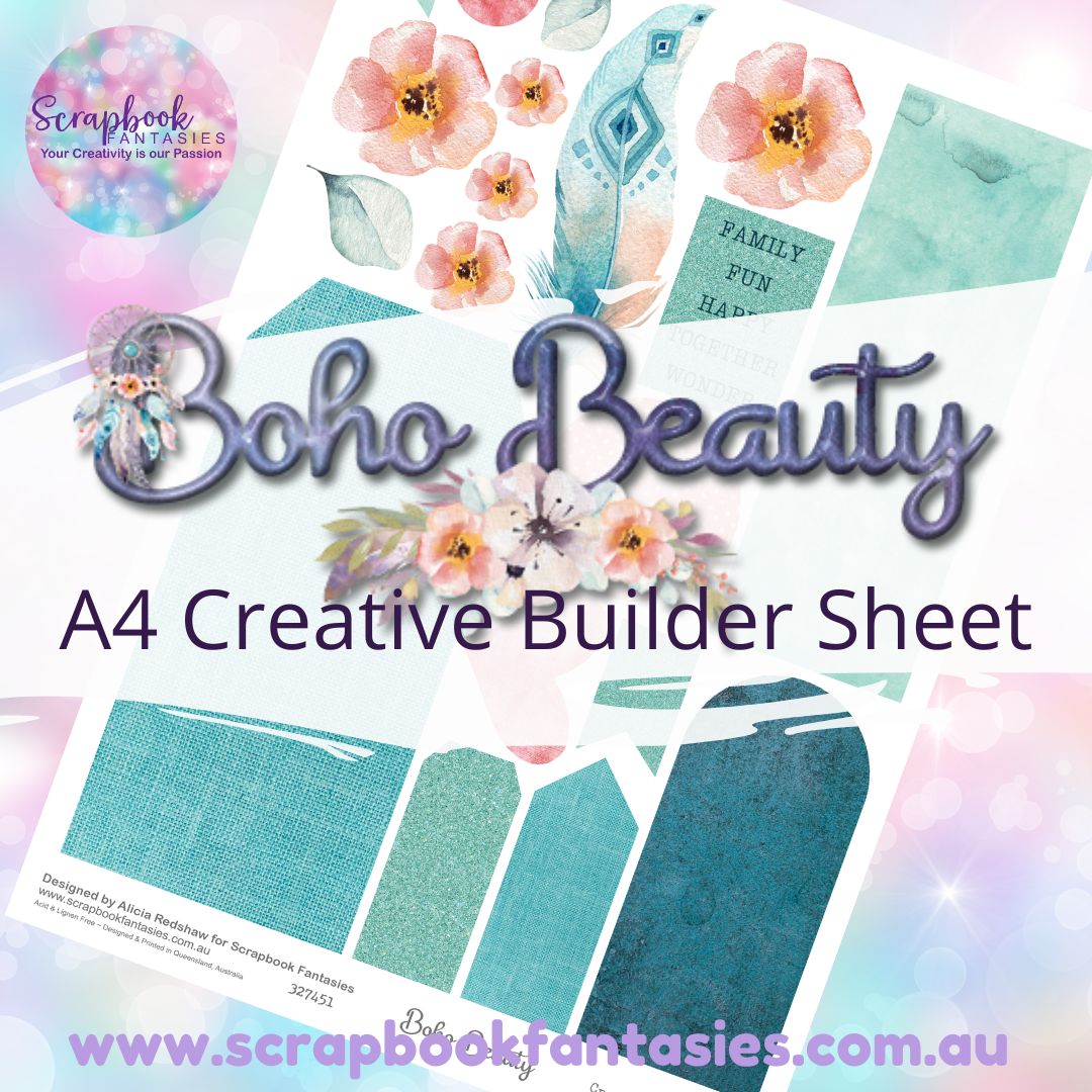 Boho Beauty A4 Creative Builder Sheet - Red and Teal 327451
