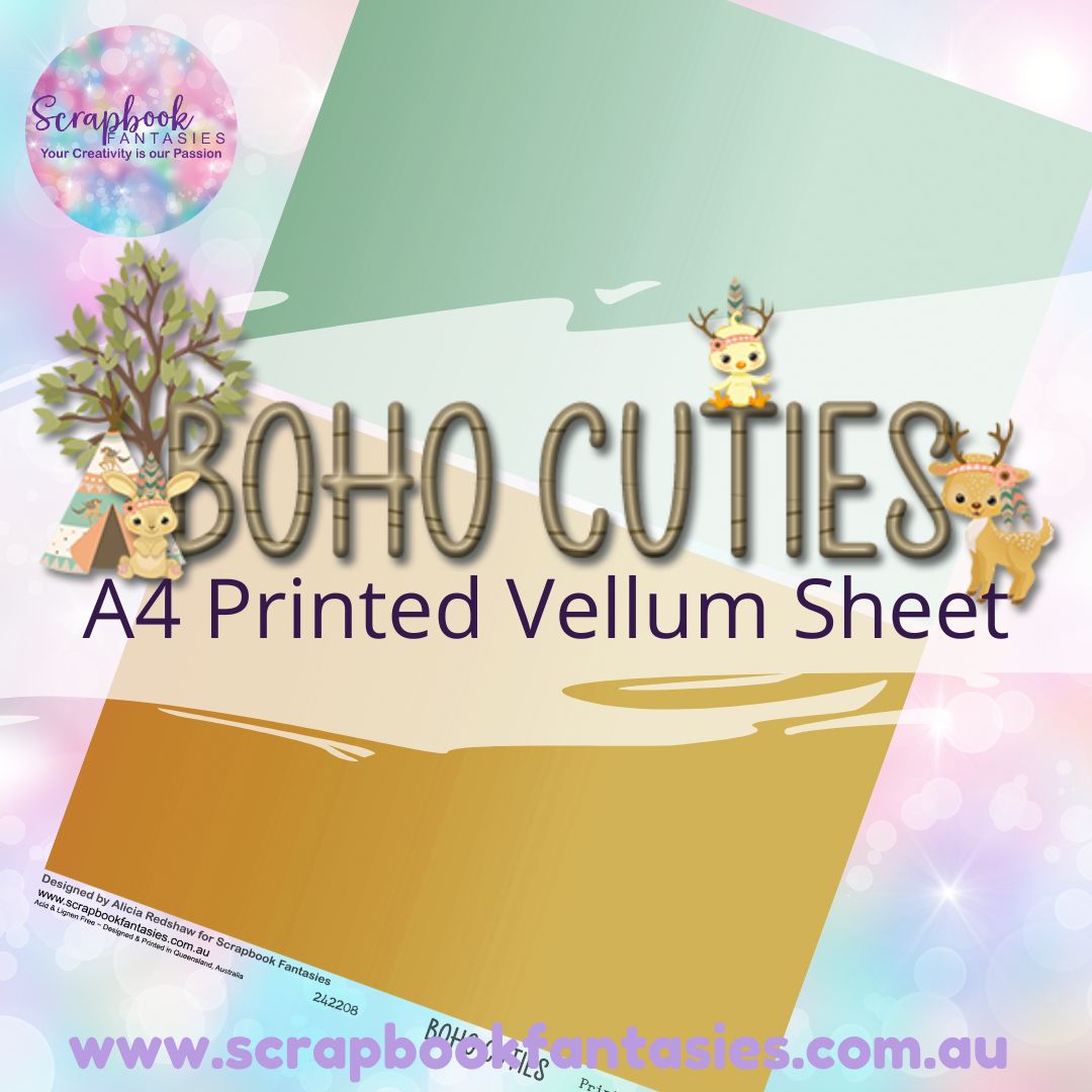 Boho Cuties A4 Printed Vellum Sheet - Halves 1 242208