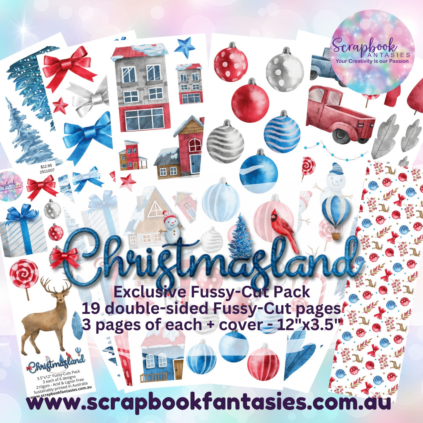 Christmasland 12x3.5" Double-Sided Fussy-Cuts Pack - 19 pieces - 2511007