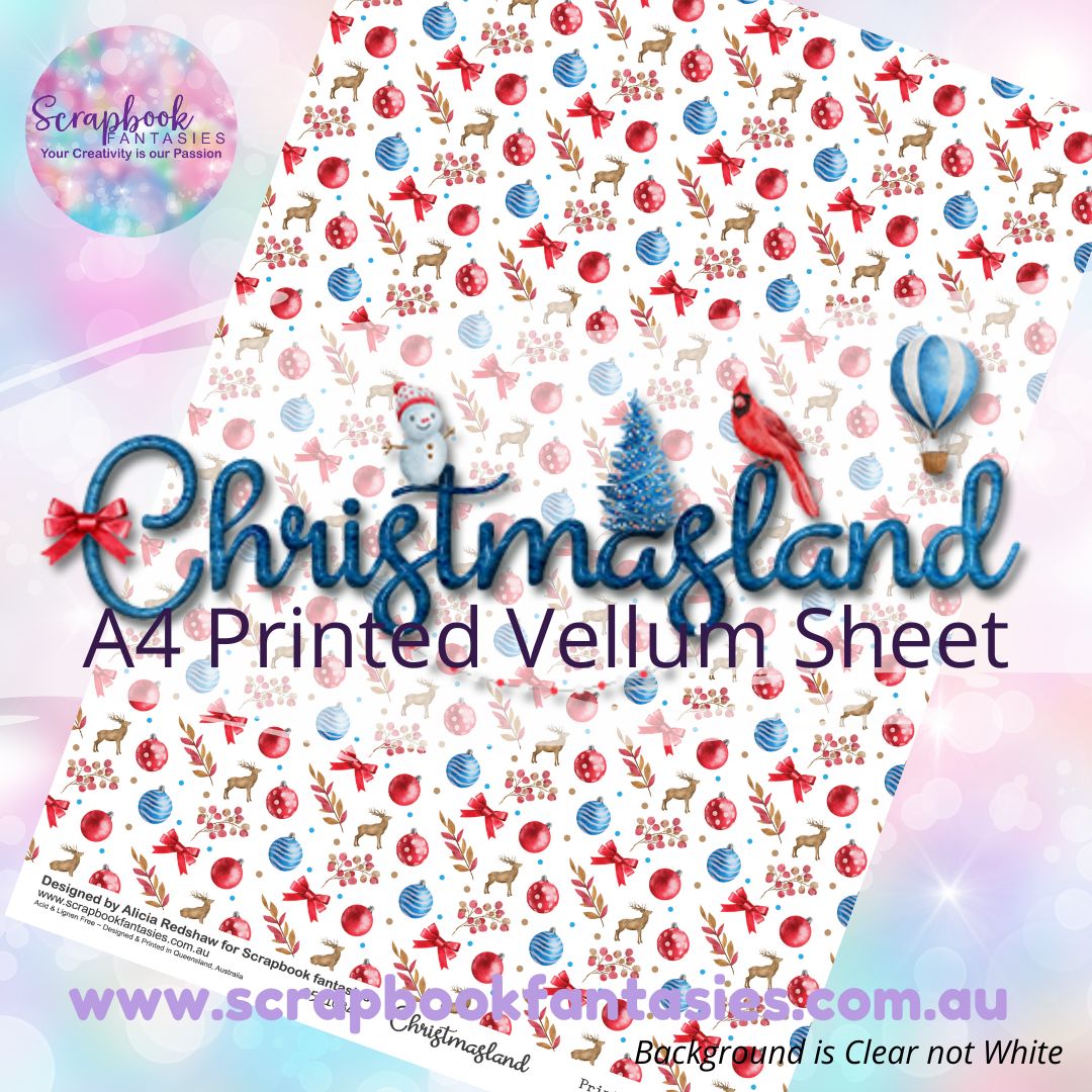 Christmasland A4 Printed Vellum Sheet - Bauble Pattern 2511084