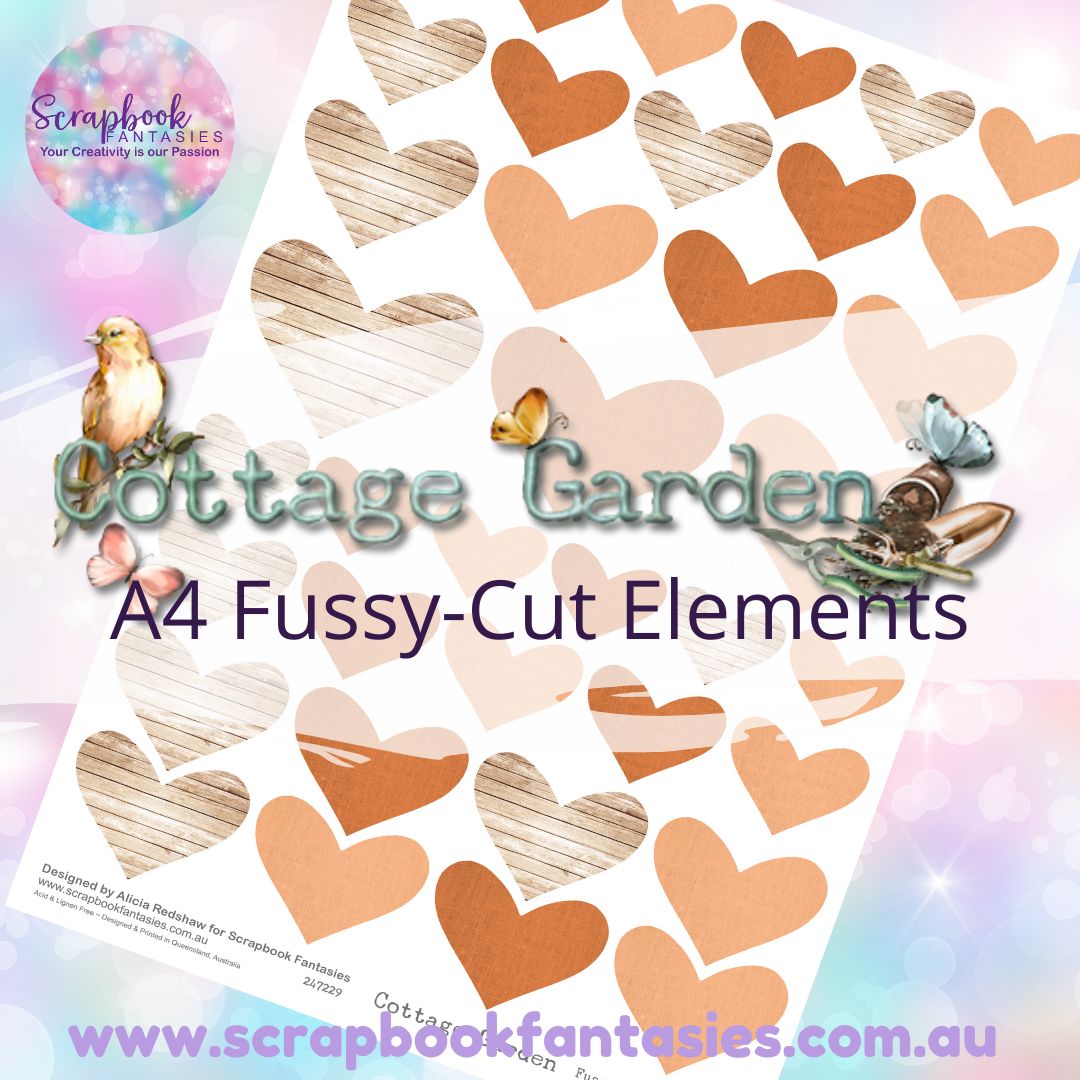 Cottage Garden A4 Colour Fussy-Cut Elements - Hearts 2-1 247229