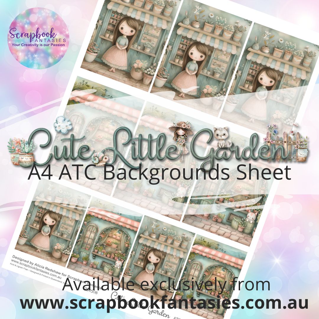 Cute Little Garden A4 ATC Backgrounds Sheet 1 250508