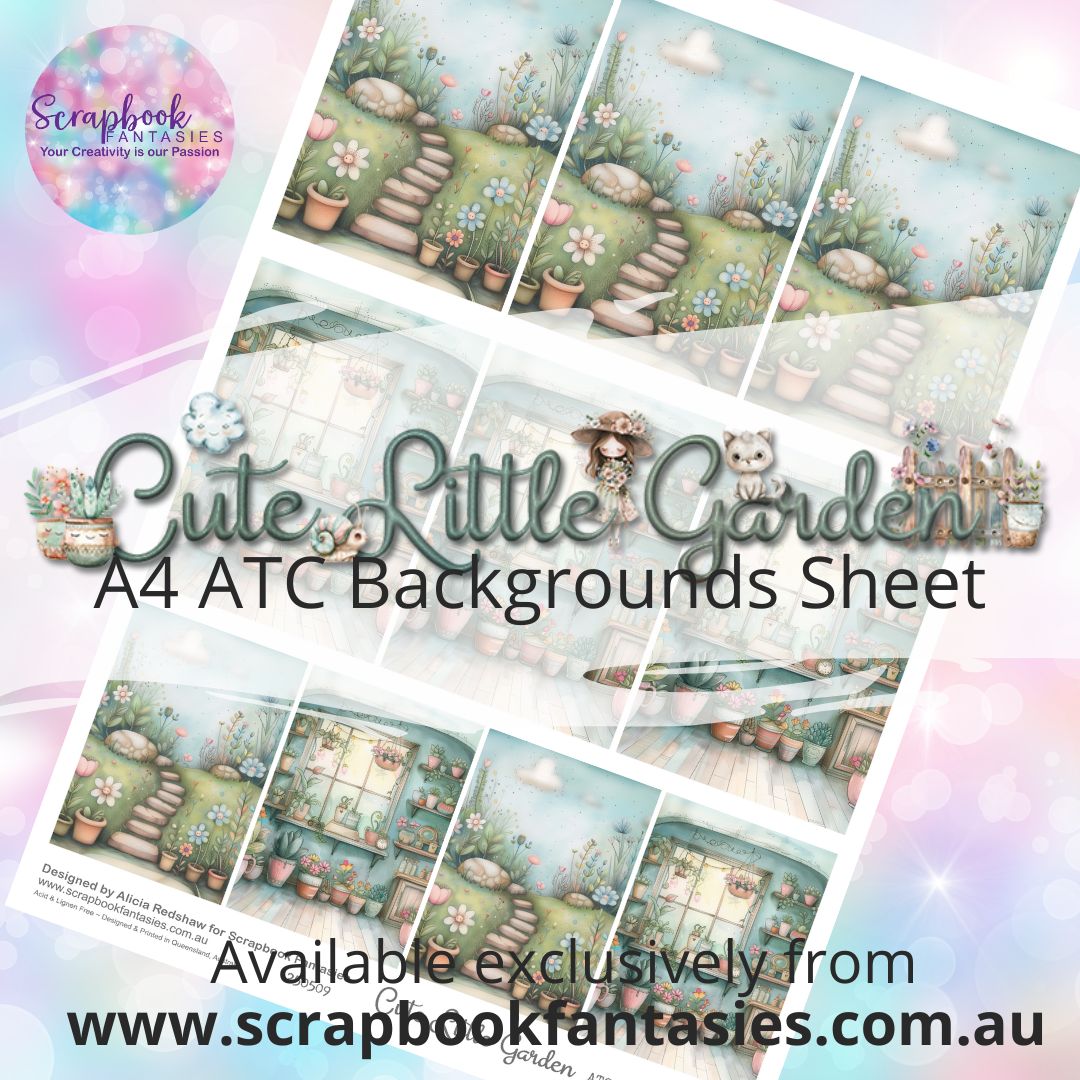 Cute Little Garden A4 ATC Backgrounds Sheet 2 250509