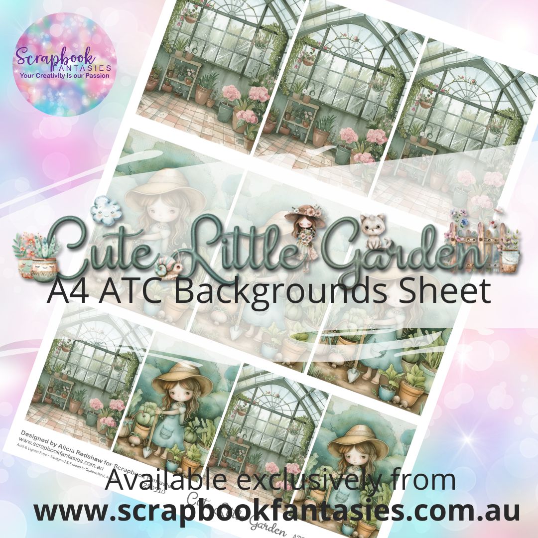 Cute Little Garden A4 ATC Backgrounds Sheet 3 250510