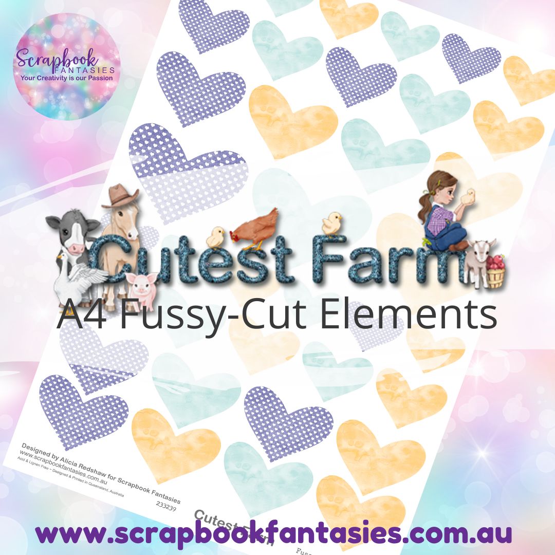 Cutest Farm A4 Colour Fussy-Cut Elements - Hearts 2-2 233239