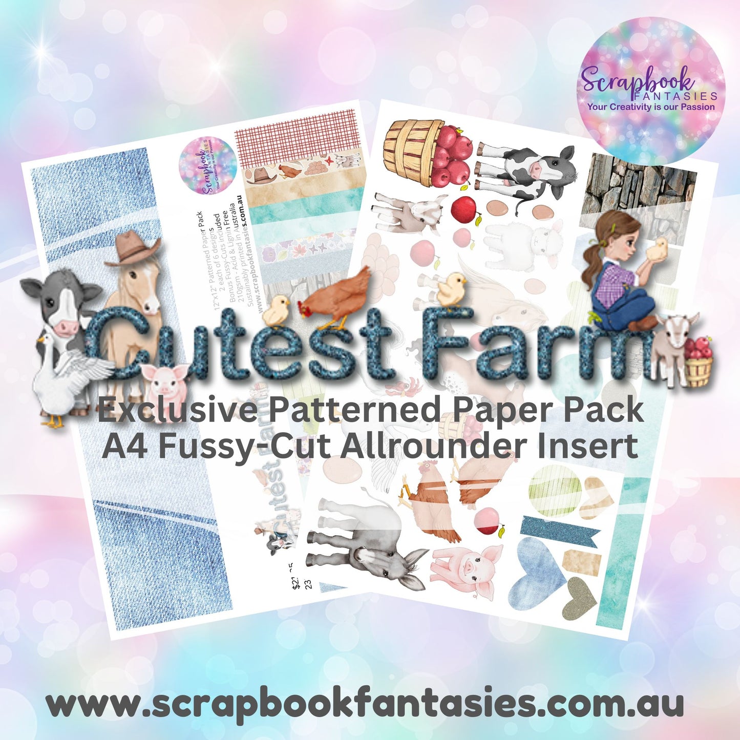 Cutest Farm 12x12 Double-Sided Patterned Paper Pack - 233200