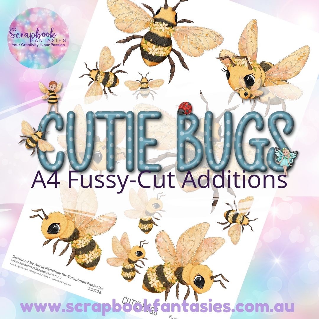 Cutie Bugs A4 Colour Fussy-Cut Additions - Bees 258126