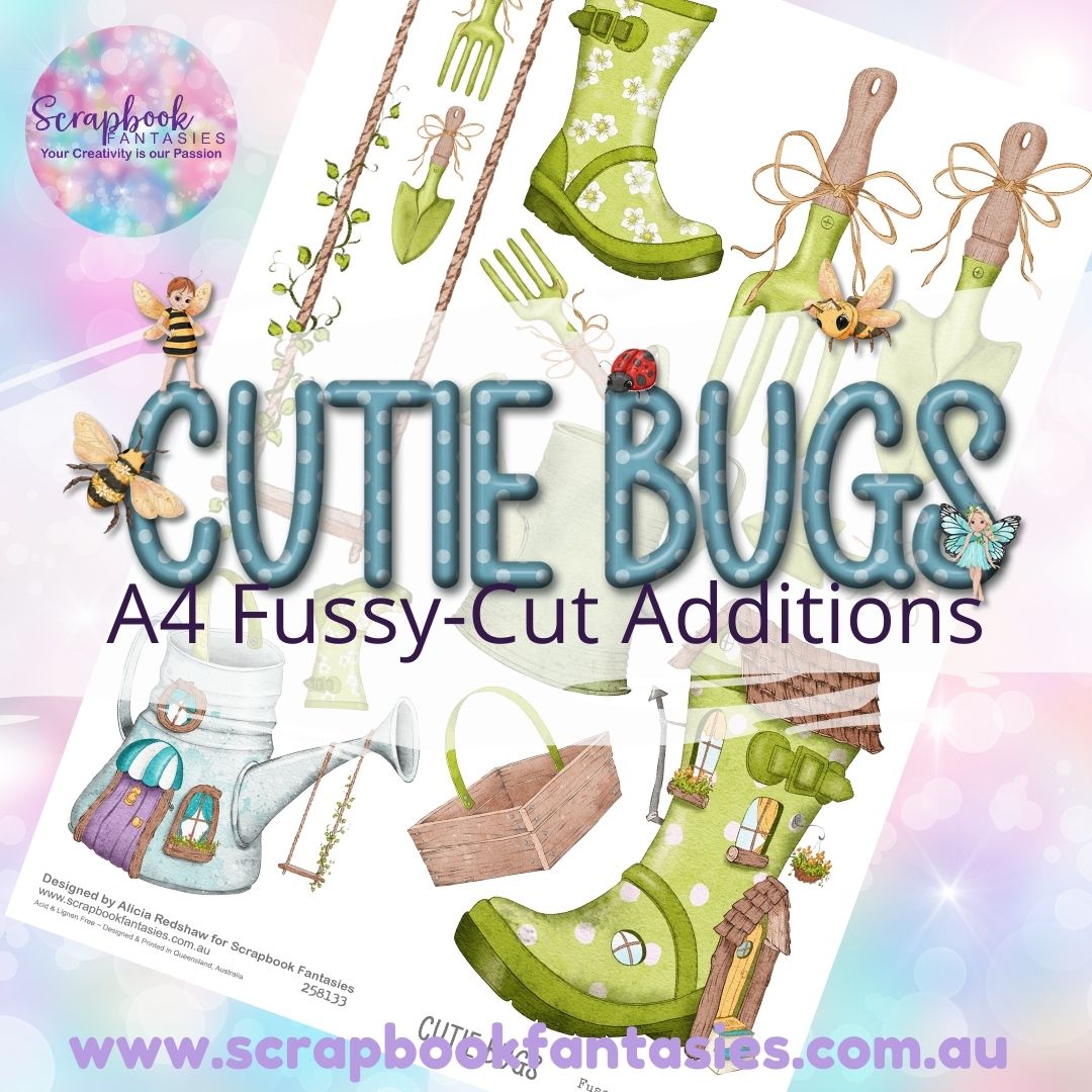 Cutie Bugs A4 Colour Fussy-Cut Additions - Green Gardening 258133