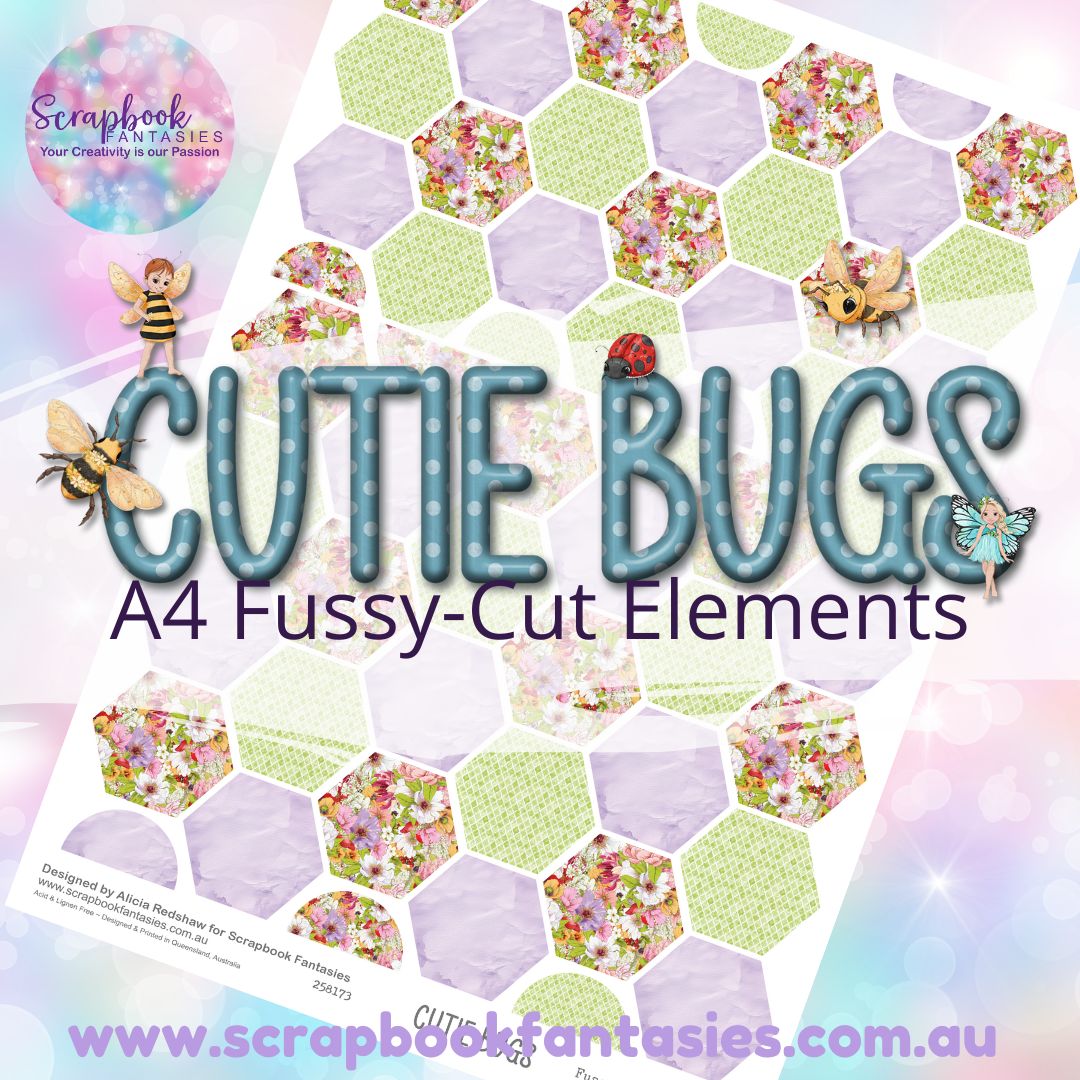 Cutie Bugs A4 Colour Fussy-Cut Elements - Hexagons 2 258173