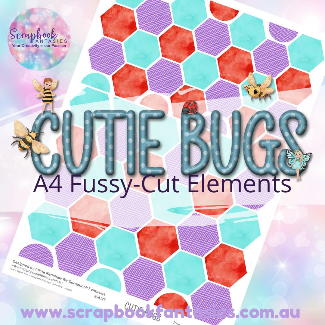 Cutie Bugs A4 Colour Fussy-Cut Elements - Hexagons 4 258175