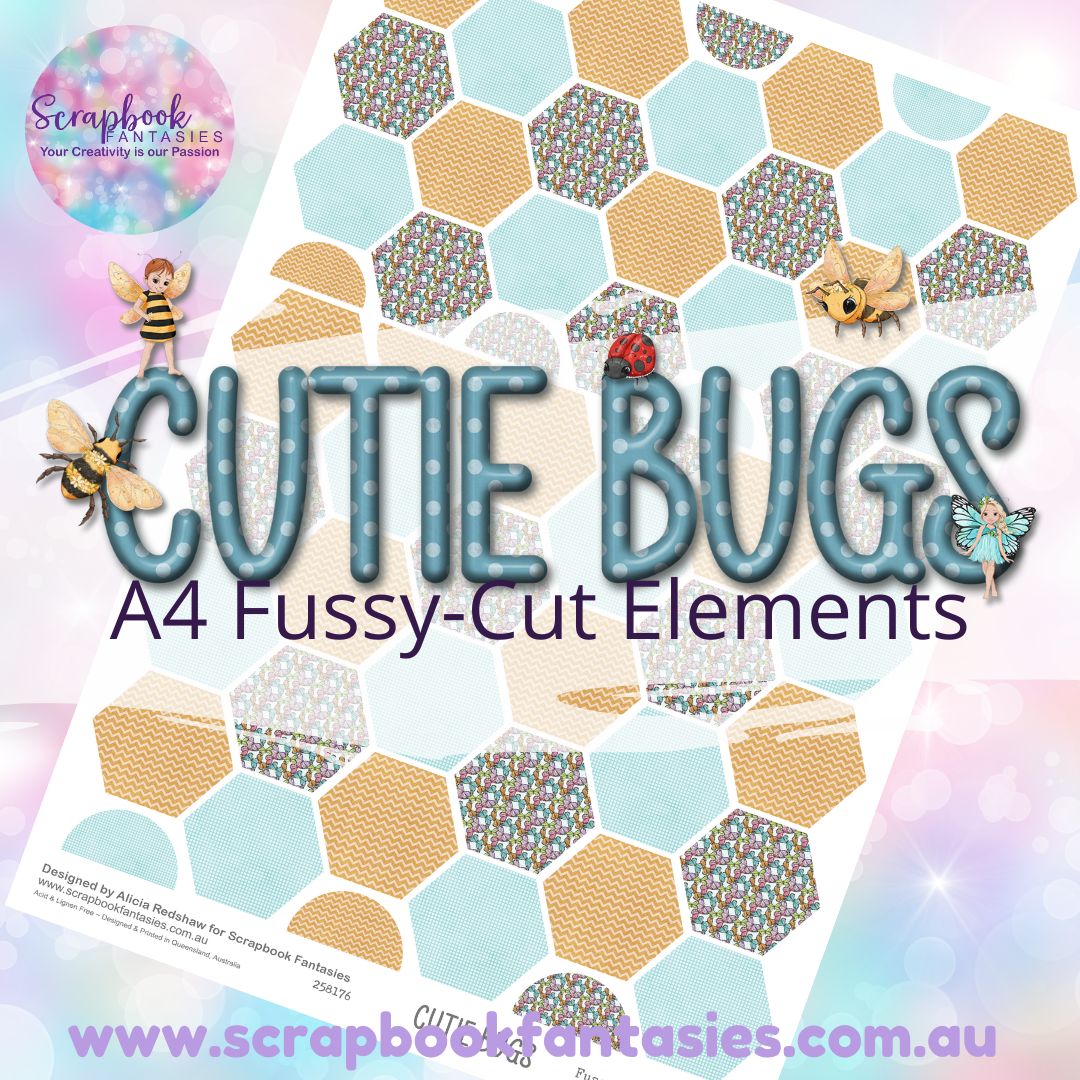 Cutie Bugs A4 Colour Fussy-Cut Elements - Hexagons 5 258176