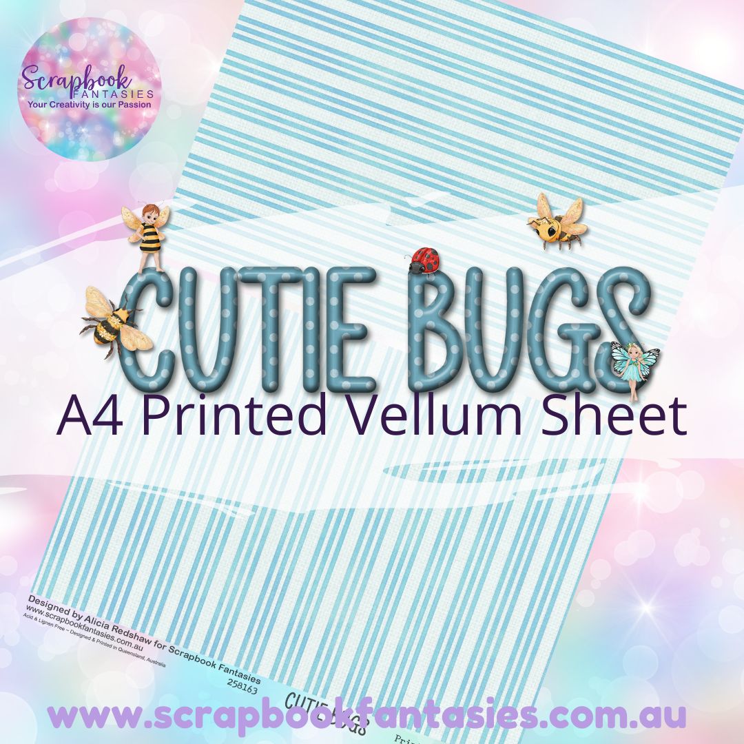 Cutie Bugs A4 Printed Vellum Sheet - Halves 10 258163