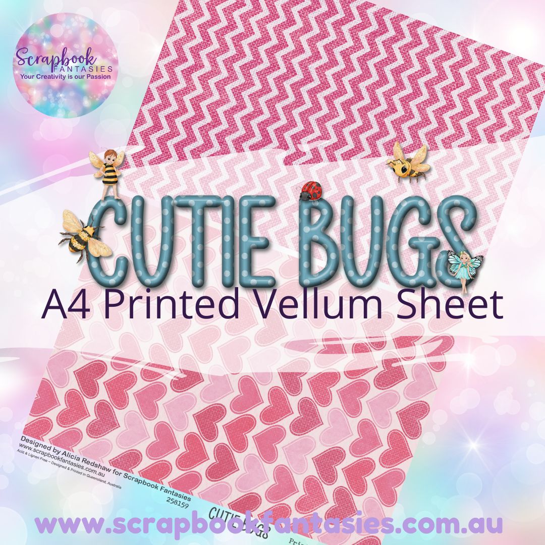 Cutie Bugs A4 Printed Vellum Sheet - Halves 6 258159