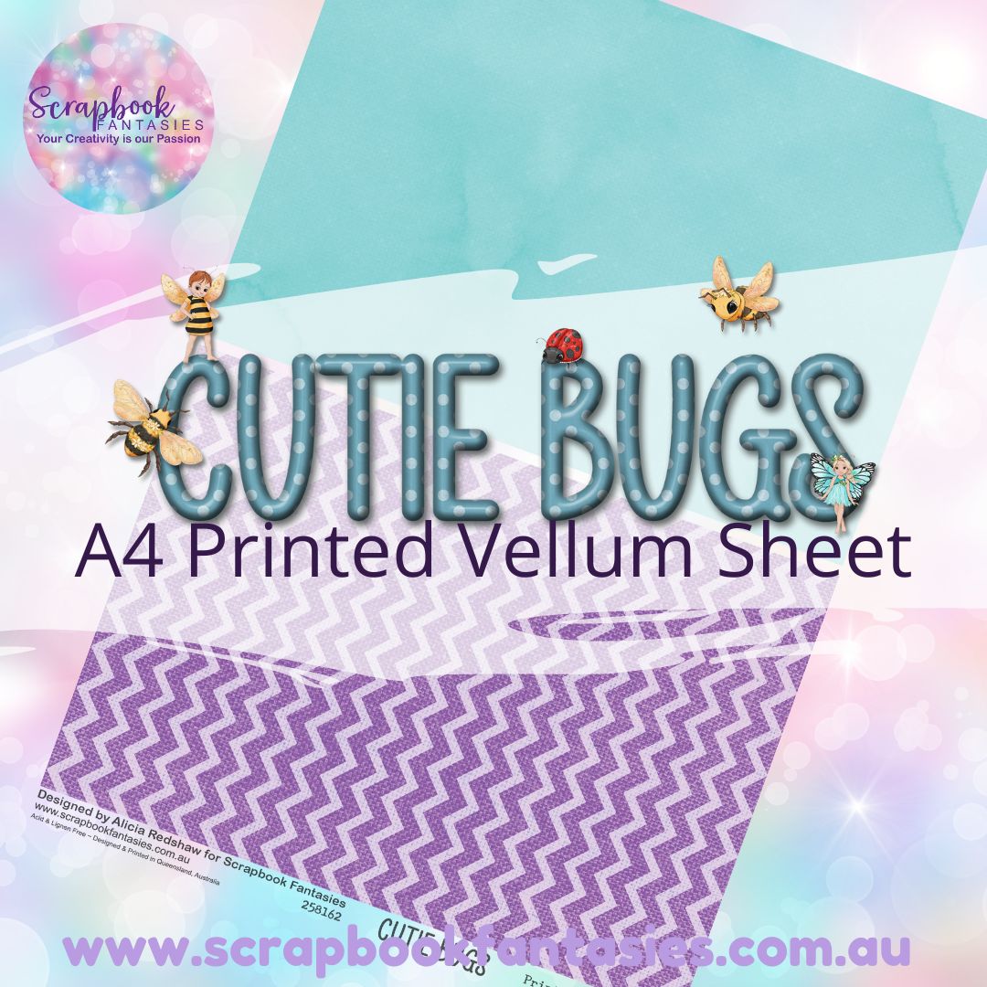 Cutie Bugs A4 Printed Vellum Sheet - Halves 9 258162