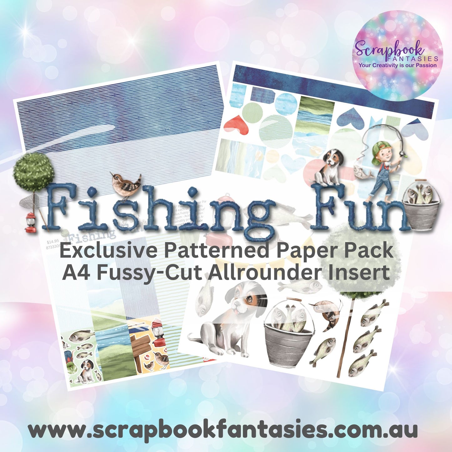 Fishing Fun 8"x11" Double-Sided Patterned Paper Pack - 8733300