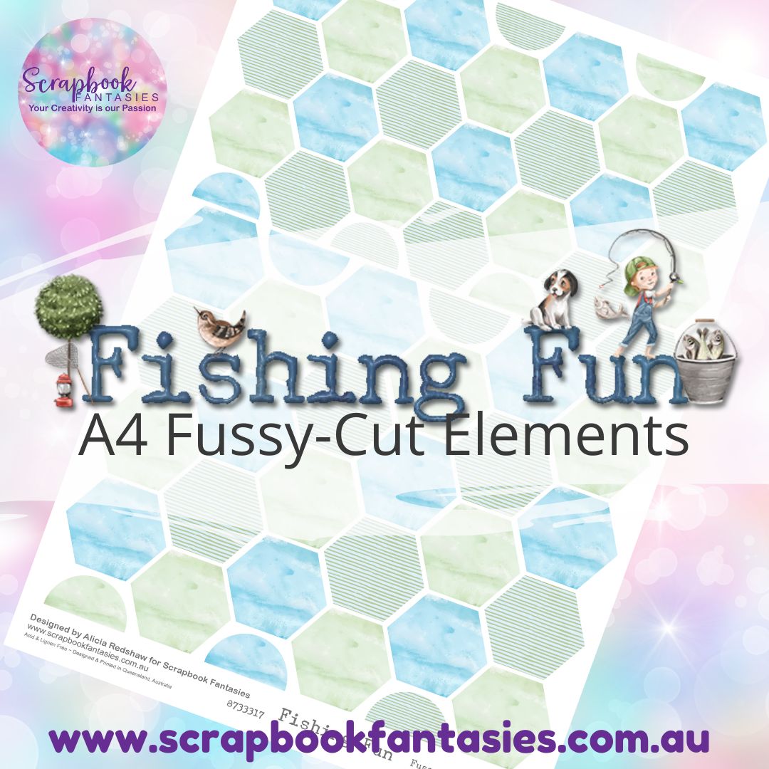Fishing Fun A4 Colour Fussy-Cut Elements - Hexagons 1 8733317