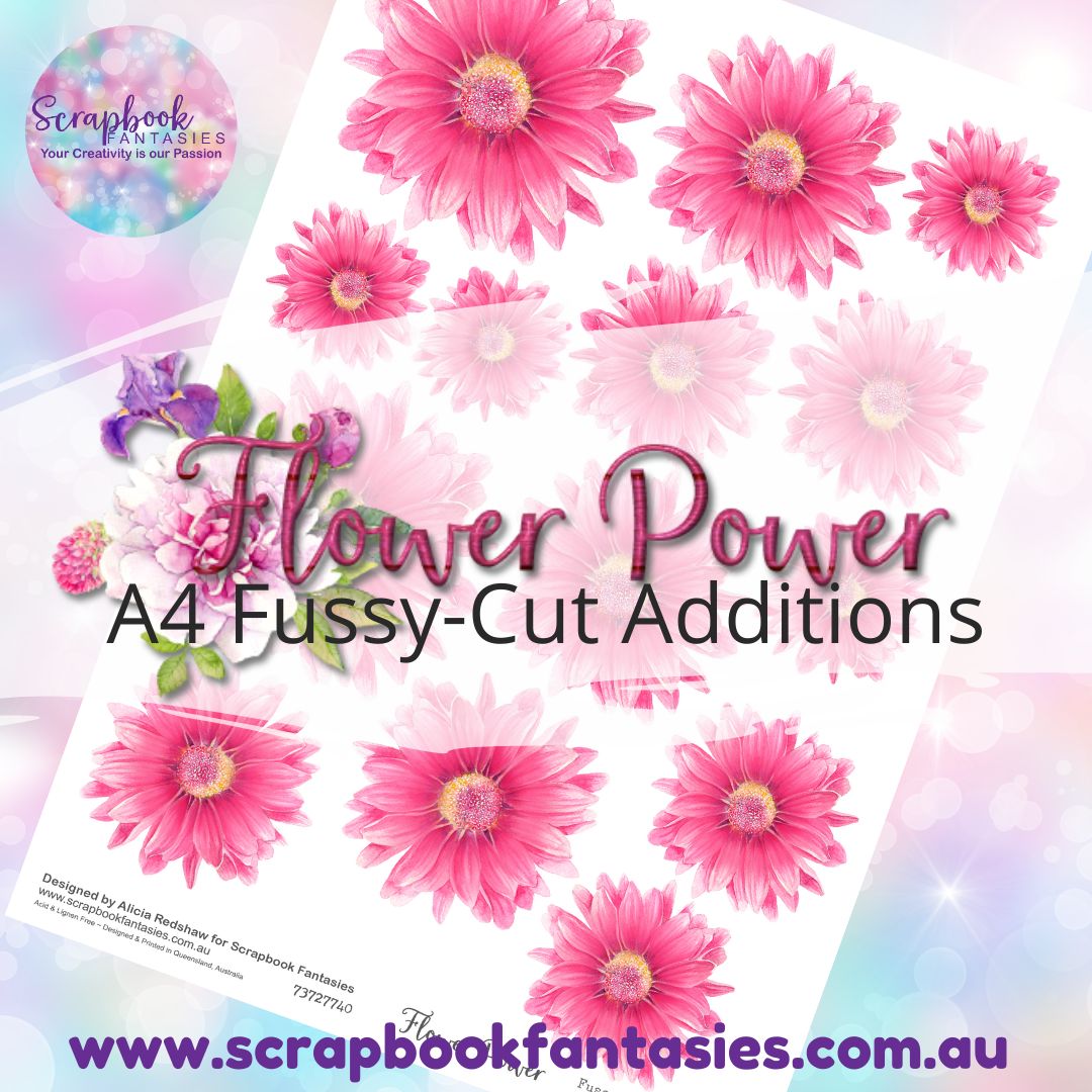 Flower Power A4 Colour Fussy-Cut Additions - Pink Gerberas 73727740