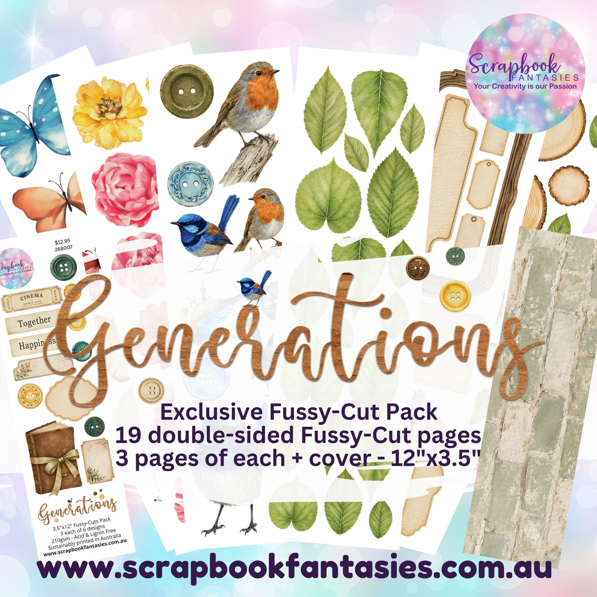 Generations 12x3.5" Double-Sided Fussy-Cuts Pack - 19 pieces - 268007