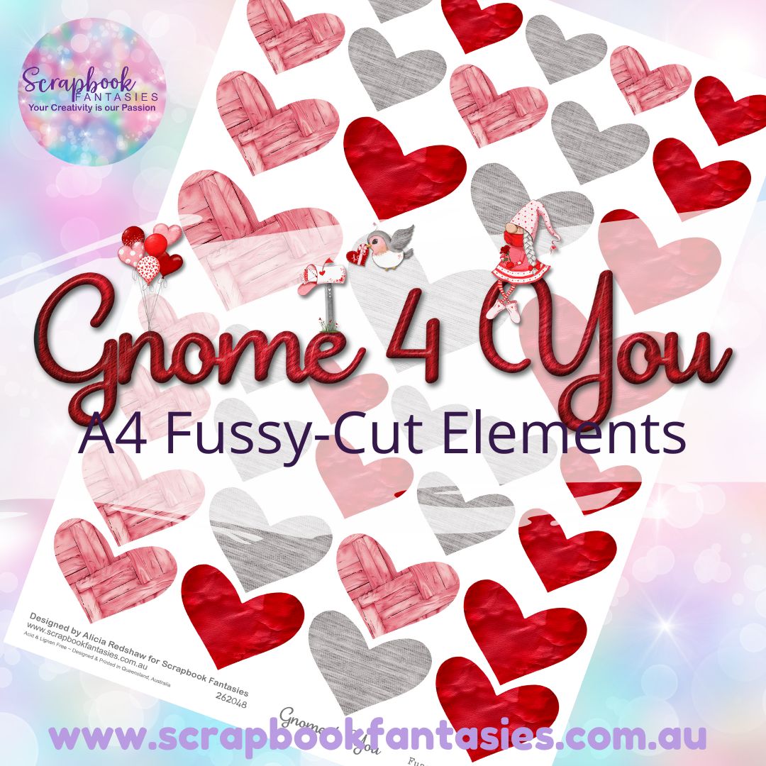 Gnome 4 You A4 Colour Fussy-Cut Elements - Hearts 2-1 262048
