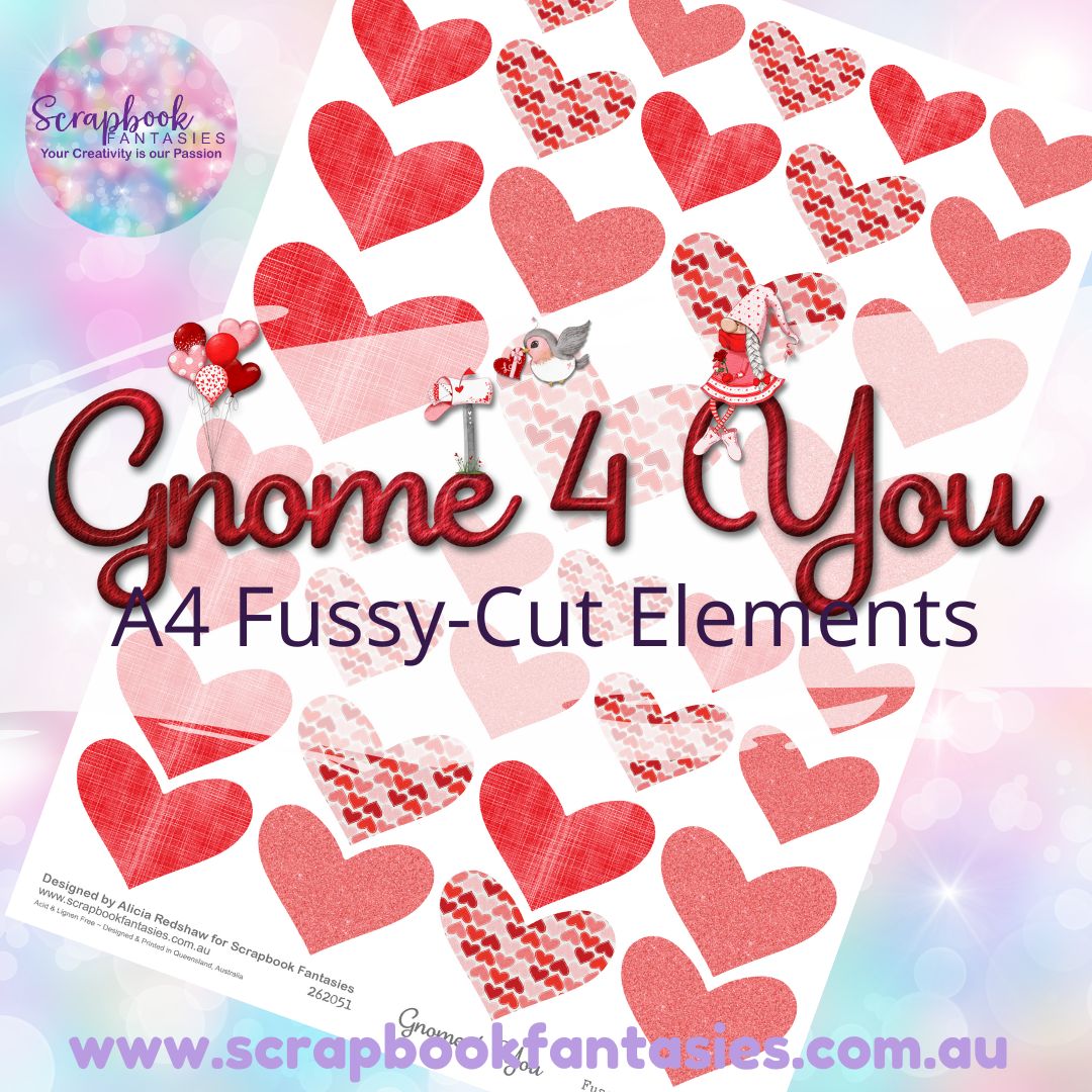 Gnome 4 You A4 Colour Fussy-Cut Elements - Hearts 2-4 262051