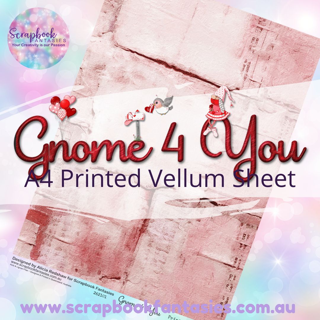 Gnome 4 You A4 Printed Vellum Sheet - Pink Collage 262101