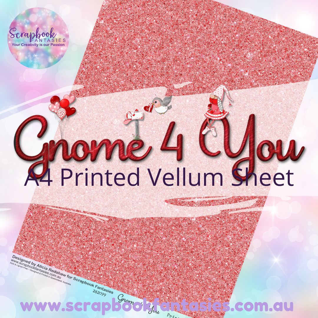 Gnome 4 You A4 Printed Vellum Sheet - Glitter Print 262099