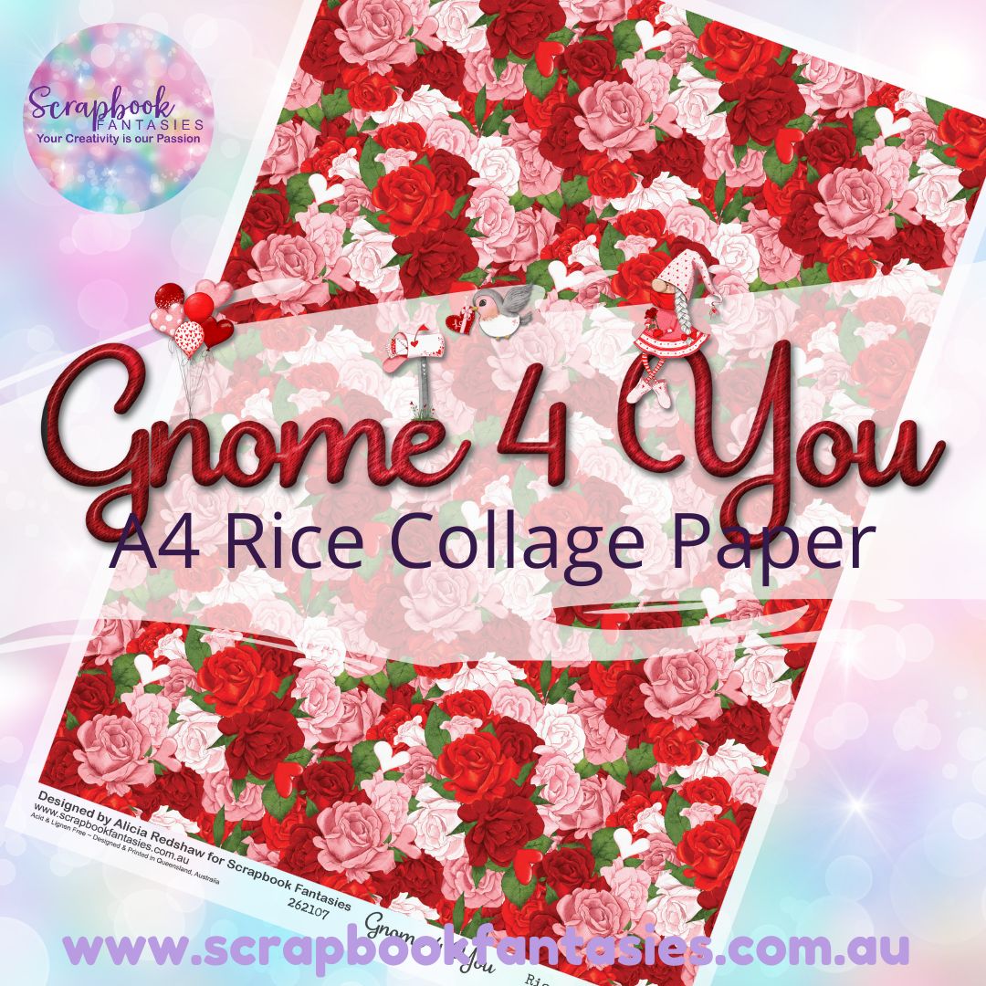 Gnome 4 You A4 Collage Paper - Rose Pattern 262107