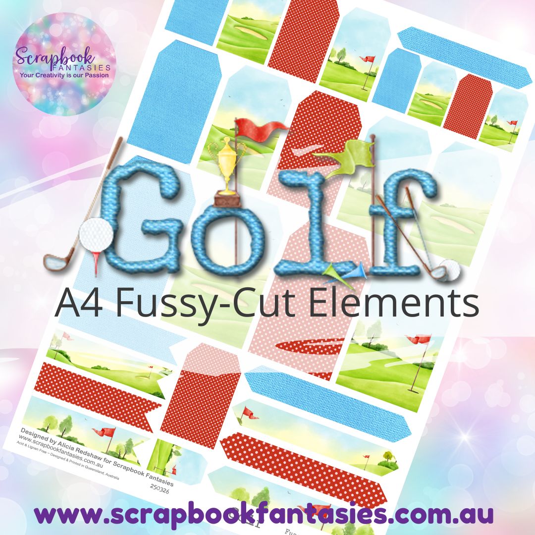 Golf A4 Colour Fussy-Cut Elements - Tags & Tabs 250326