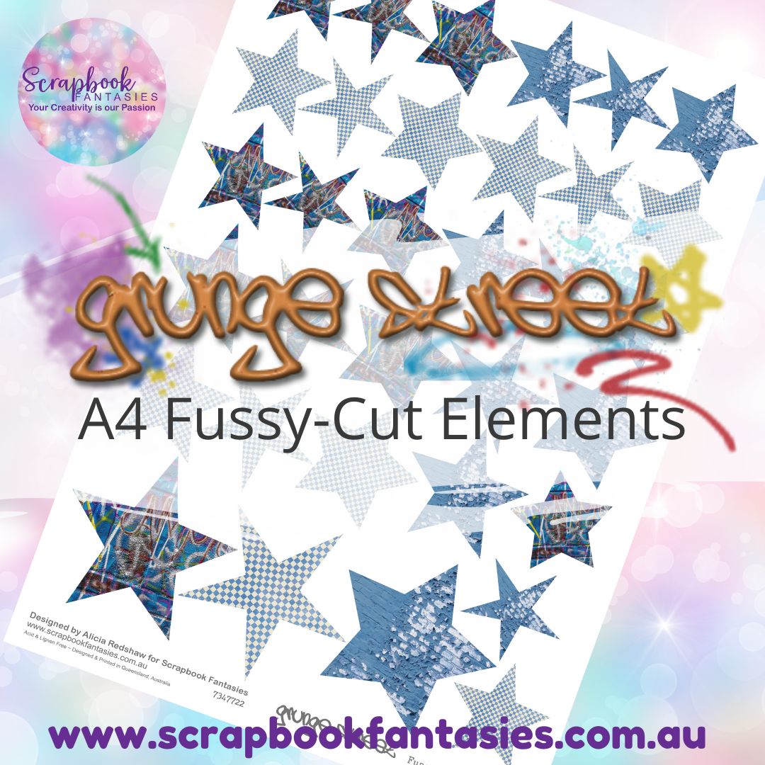 Grunge Street A4 Colour Fussy-Cut Elements - Stars 1 7347722