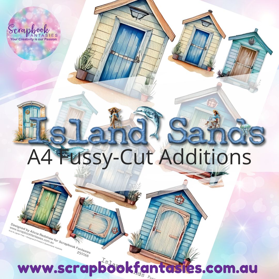 Island Sands A4 Colour Fussy-Cut Additions - Beach Huts 250068