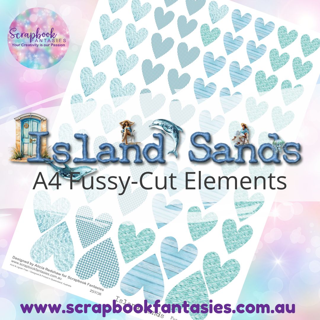 Island Sands A4 Colour Fussy-Cut Elements - Hearts 1-1 250038